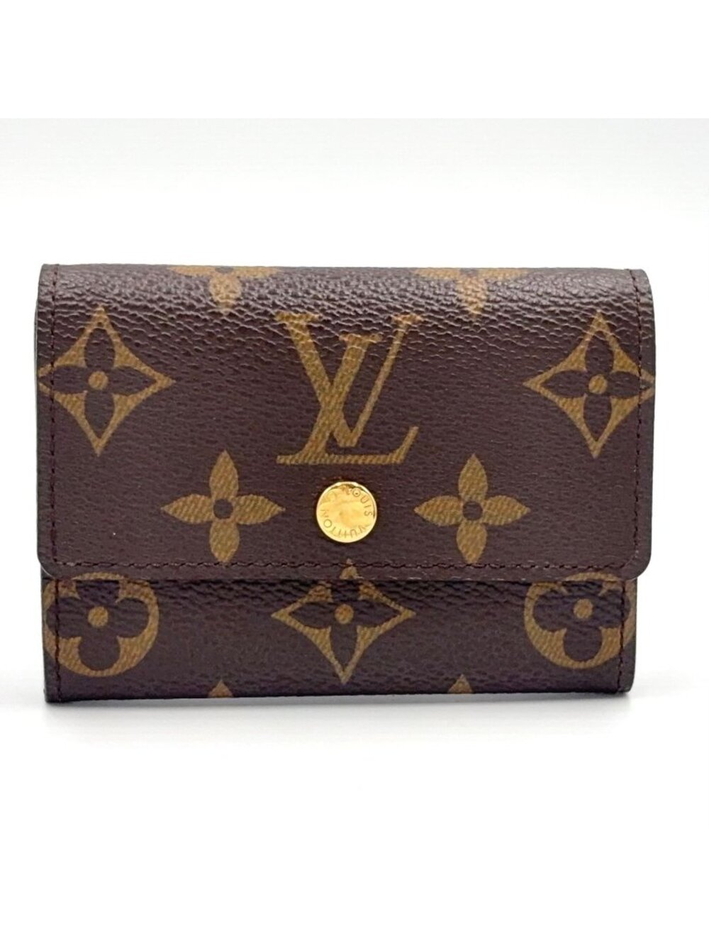 Louis Vuitton Porte Monnaie Pura Monogram Leather Brown Coin Purse Gold